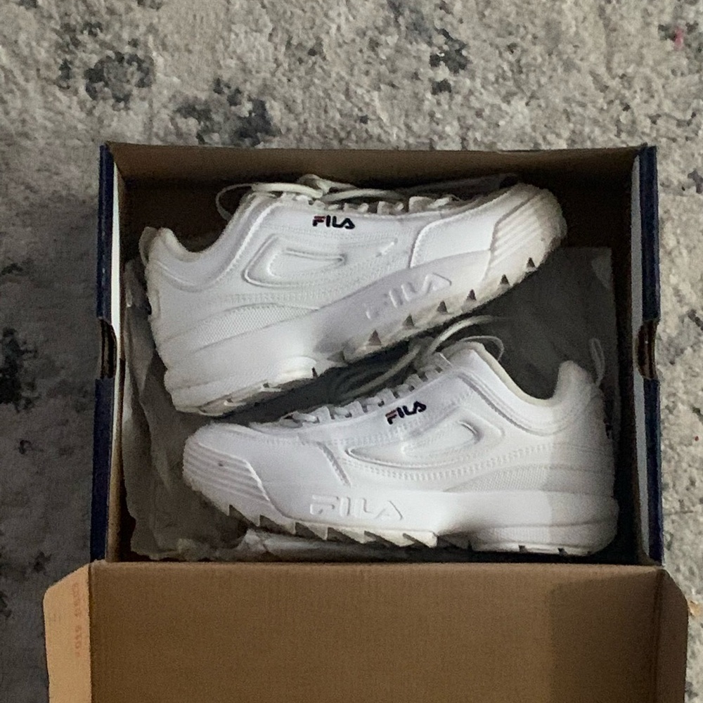 Fila White Sneakers with Chunky Design and Rubber Sole